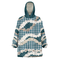 Dark Cyan Hawaii Tiare and Shell Lei Wearable Blanket Hoodie Hawaiian Palaka Luxury Vibes LT14 One Size Dark Cyan - Polynesian Pride