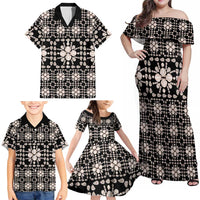 Aloha Hawaii Shell Quilt Family Matching Off Shoulder Maxi Dress and Hawaiian Shirt Seamless Style LT14 - Polynesian Pride