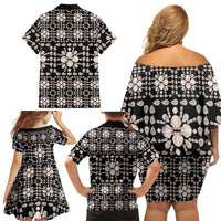 Aloha Hawaii Shell Quilt Family Matching Off Shoulder Short Dress and Hawaiian Shirt Seamless Style LT14 - Polynesian Pride
