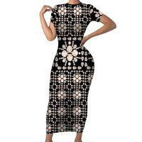Aloha Hawaii Shell Quilt Short Sleeve Bodycon Dress Seamless Style - Polynesian Pride