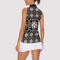 Aloha Hawaii Shell Quilt Women Sleeveless Polo Shirt Seamless Style - Polynesian Pride