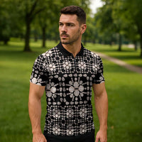 Aloha Hawaii Shell Quilt Zipper Polo Shirt Seamless Style - Polynesian Pride