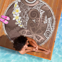Mocha Mousse Polynesian Tribal Frangipani Tropical Vibe Beach Blanket