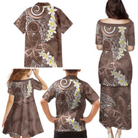 Mocha Mousse Polynesian Tribal Frangipani Tropical Vibe Family Matching Puletasi and Hawaiian Shirt LT14 - Polynesian Pride