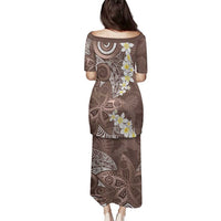Mocha Mousse Polynesian Tribal Frangipani Tropical Vibe Family Matching Puletasi and Hawaiian Shirt LT14 - Polynesian Pride