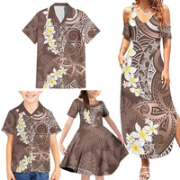 Mocha Mousse Polynesian Tribal Frangipani Tropical Vibe Family Matching Summer Maxi Dress and Hawaiian Shirt LT14 - Polynesian Pride