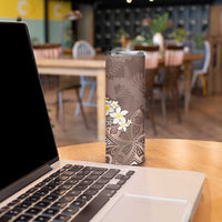 Mocha Mousse Polynesian Tribal Frangipani Tropical Vibe Skinny Tumbler