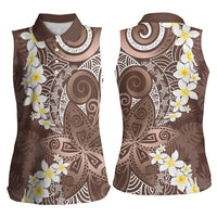 Mocha Mousse Polynesian Tribal Frangipani Tropical Vibe Women Sleeveless Polo Shirt LT14 - Polynesian Pride