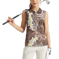 Mocha Mousse Polynesian Tribal Frangipani Tropical Vibe Women Sleeveless Polo Shirt LT14 - Polynesian Pride