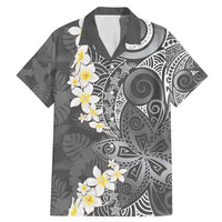 Gray Polynesian Tribal Frangipani Tropical Vibe Family Matching Mermaid Dress and Hawaiian Shirt LT14 Dad's Shirt - Short Sleeve Gray - Polynesian Pride