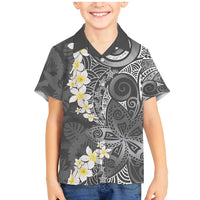 Gray Polynesian Tribal Frangipani Tropical Vibe Family Matching Mermaid Dress and Hawaiian Shirt LT14 Son's Shirt Gray - Polynesian Pride