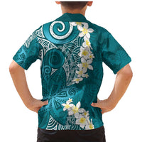 Cyan Polynesian Tribal Frangipani Tropical Vibe Family Matching Mermaid Dress and Hawaiian Shirt LT14 - Polynesian Pride