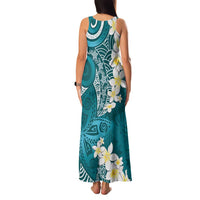 Cyan Polynesian Tribal Frangipani Tropical Vibe Family Matching Tank Maxi Dress and Hawaiian Shirt LT14 - Polynesian Pride