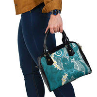 Cyan Polynesian Tribal Frangipani Tropical Vibe Shoulder Handbag