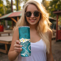 Cyan Polynesian Tribal Frangipani Tropical Vibe Skinny Tumbler LT14 - Polynesian Pride