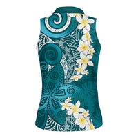 Cyan Polynesian Tribal Frangipani Tropical Vibe Women Sleeveless Polo Shirt LT14 - Polynesian Pride