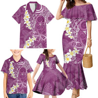 Pink Polynesian Tribal Frangipani Tropical Vibe Family Matching Mermaid Dress and Hawaiian Shirt LT14 - Polynesian Pride