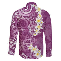 Pink Polynesian Tribal Frangipani Tropical Vibe Family Matching Off Shoulder Short Dress and Hawaiian Shirt LT14 - Polynesian Pride