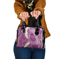 Pink Polynesian Tribal Frangipani Tropical Vibe Shoulder Handbag