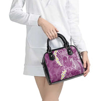 Pink Polynesian Tribal Frangipani Tropical Vibe Shoulder Handbag