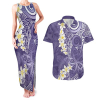 Violet Polynesian Tribal Frangipani Tropical Vibe Couples Matching Tank Maxi Dress and Hawaiian Shirt LT14 Violet - Polynesian Pride