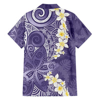 Violet Polynesian Tribal Frangipani Tropical Vibe Family Matching Off Shoulder Short Dress and Hawaiian Shirt LT14 - Polynesian Pride