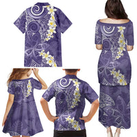 Violet Polynesian Tribal Frangipani Tropical Vibe Family Matching Puletasi and Hawaiian Shirt LT14 - Polynesian Pride
