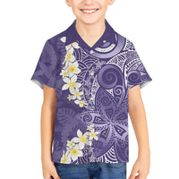 Violet Polynesian Tribal Frangipani Tropical Vibe Family Matching Short Sleeve Bodycon Dress and Hawaiian Shirt LT14 Son's Shirt Violet - Polynesian Pride