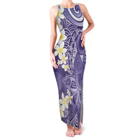 Violet Polynesian Tribal Frangipani Tropical Vibe Family Matching Tank Maxi Dress and Hawaiian Shirt LT14 Mom's Dress Violet - Polynesian Pride