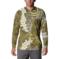 Gold Polynesian Tribal Frangipani Tropical Vibe Button Sweatshirt