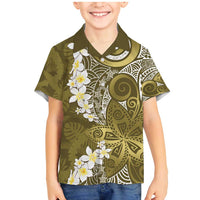 Gold Polynesian Tribal Frangipani Tropical Vibe Family Matching Mermaid Dress and Hawaiian Shirt LT14 Son's Shirt Gold - Polynesian Pride