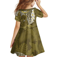 Gold Polynesian Tribal Frangipani Tropical Vibe Family Matching Off The Shoulder Long Sleeve Dress and Hawaiian Shirt LT14 - Polynesian Pride