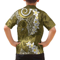 Gold Polynesian Tribal Frangipani Tropical Vibe Family Matching Tank Maxi Dress and Hawaiian Shirt LT14 - Polynesian Pride