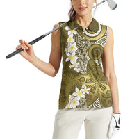 Gold Polynesian Tribal Frangipani Tropical Vibe Women Sleeveless Polo Shirt LT14 - Polynesian Pride