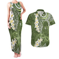 Green Polynesian Tribal Frangipani Tropical Vibe Couples Matching Tank Maxi Dress and Hawaiian Shirt LT14 Green - Polynesian Pride