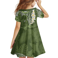 Green Polynesian Tribal Frangipani Tropical Vibe Family Matching Off Shoulder Maxi Dress and Hawaiian Shirt LT14 - Polynesian Pride