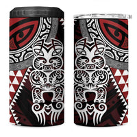 Red Aotearoa Niho Taniwha 4 in 1 Can Cooler Tumbler Maori Mythology Tooth - Taniko Motifs LT14 One Size: 16 oz Red - Polynesian Pride
