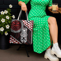 Red Aotearoa Niho Taniwha Tote Bag Maori Mythology Tooth - Taniko Motifs - Polynesian Pride