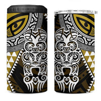 Yellow Aotearoa Niho Taniwha 4 in 1 Can Cooler Tumbler Maori Mythology Tooth - Taniko Motifs LT14 One Size: 16 oz Yellow - Polynesian Pride