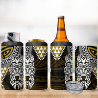 Yellow Aotearoa Niho Taniwha 4 in 1 Can Cooler Tumbler Maori Mythology Tooth - Taniko Motifs LT14 - Polynesian Pride