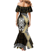 Yellow Aotearoa Niho Taniwha Mermaid Dress Maori Mythology Tooth - Taniko Motifs LT14 - Polynesian Pride