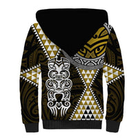 Yellow Aotearoa Niho Taniwha Sherpa Hoodie Maori Mythology Tooth - Taniko Motifs LT14 - Polynesian Pride