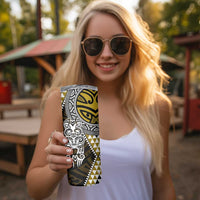 Yellow Aotearoa Niho Taniwha Skinny Tumbler Maori Mythology Tooth - Taniko Motifs LT14 - Polynesian Pride