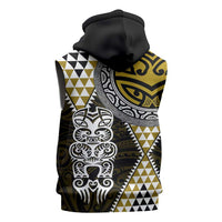 Yellow Aotearoa Niho Taniwha Sleeveless Hoodie Maori Mythology Tooth - Taniko Motifs LT14 - Polynesian Pride