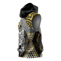 Yellow Aotearoa Niho Taniwha Sleeveless Hoodie Maori Mythology Tooth - Taniko Motifs LT14 - Polynesian Pride