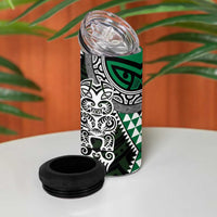 Green Aotearoa Niho Taniwha 4 in 1 Can Cooler Tumbler Maori Mythology Tooth - Taniko Motifs LT14 - Polynesian Pride