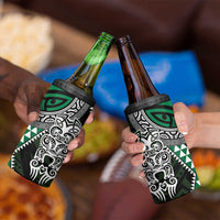 Green Aotearoa Niho Taniwha 4 in 1 Can Cooler Tumbler Maori Mythology Tooth - Taniko Motifs LT14 - Polynesian Pride
