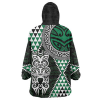 Green Aotearoa Niho Taniwha Wearable Blanket Hoodie Maori Mythology Tooth - Taniko Motifs LT14 - Polynesian Pride