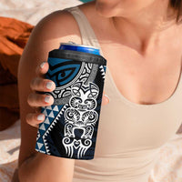 Blue Aotearoa Niho Taniwha 4 in 1 Can Cooler Tumbler Maori Mythology Tooth - Taniko Motifs LT14 - Polynesian Pride