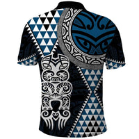 Blue Aotearoa Niho Taniwha Polo Shirt Maori Mythology Tooth - Taniko Motifs